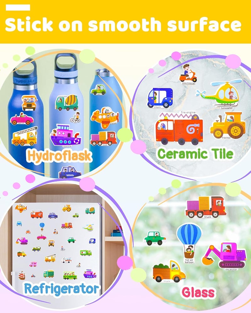 Benresive Reusable Sticker Books for Kids, Sticker Books for Toddlers, Toddler Travel Toys Activities Crafts Ages 3 and Up Birthday Gifts - Vehicle - Image 4